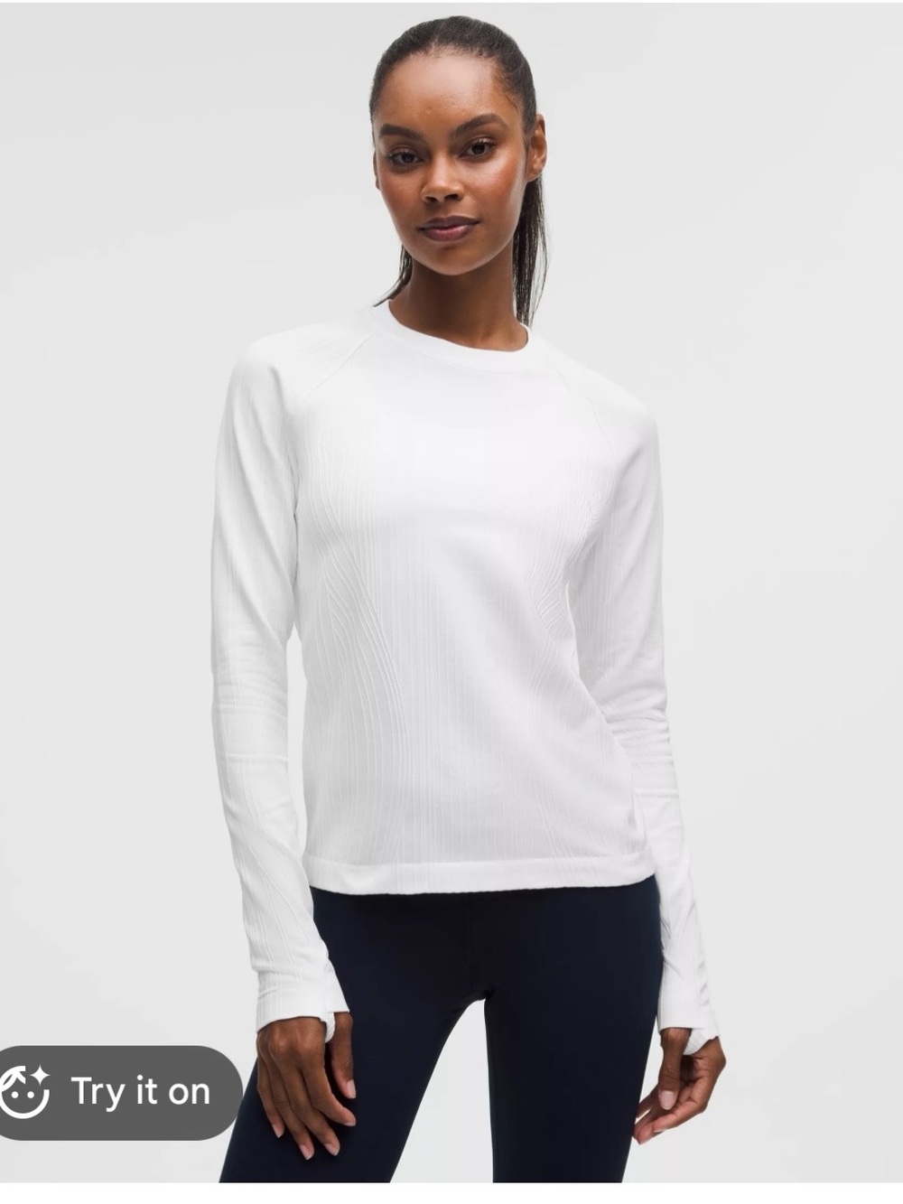 Lululemon Rest Less Variegated Ribbed Pullover White Sz 14